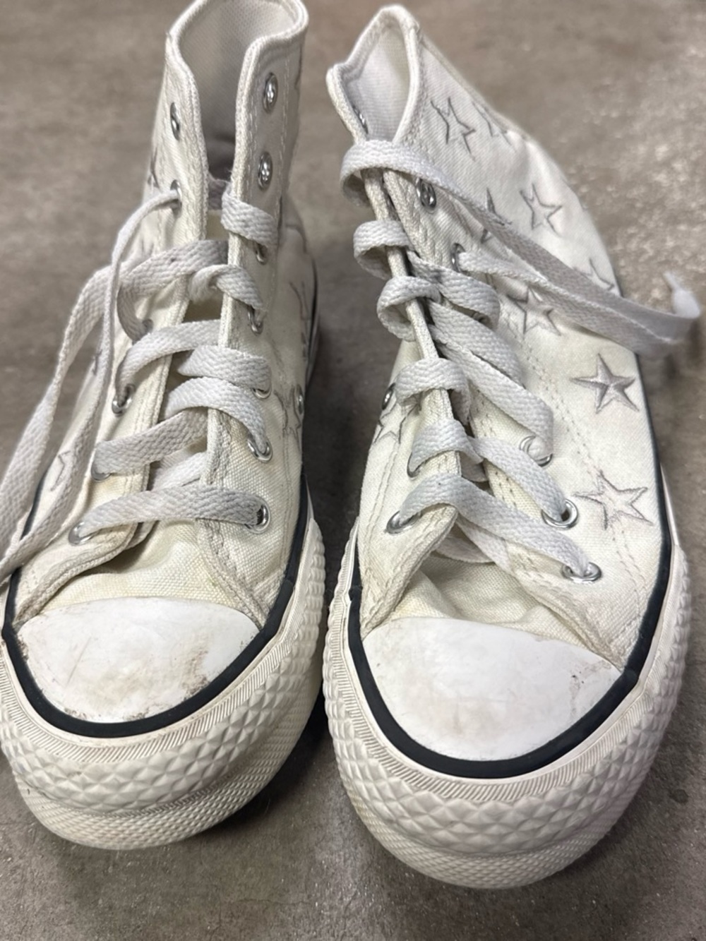 Converse White High-Top Canvas Sneakers with Star Accents